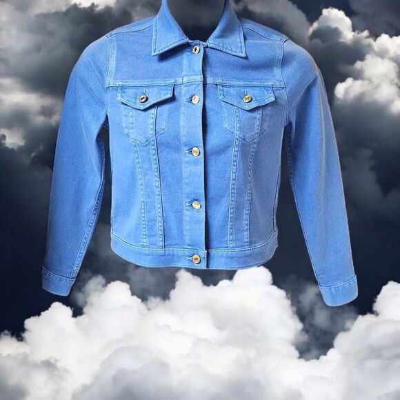 MICHAEL Michael Kors Jackets & Blazers - MICHAEL MICHAEL KORS Cropped Gold Hardware Colbalt Blue LongSleeve  Jean Jacket